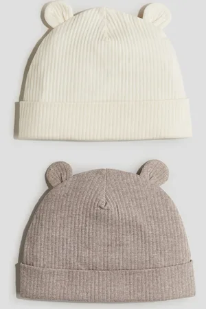 H&M 2-pack ribbed ear-detail beanies