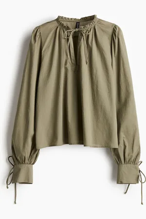 H&M Tie-detail cotton blouse