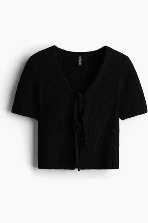 H&M Tie-detail rib-knit top