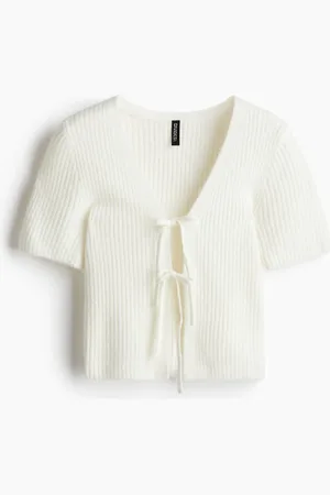 H&M Tie-detail rib-knit top