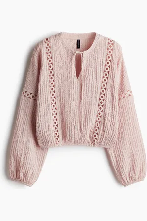 H&M Lace-inset crinkled blouse