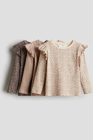 H&M 3-pack frill-trimmed jersey tops