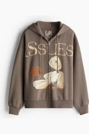 H&M Oversized motif-detail zip-through hoodie