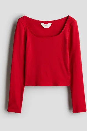 H&M Picot-trimmed ribbed top