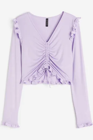H&M Ribbed drawstring-detail top