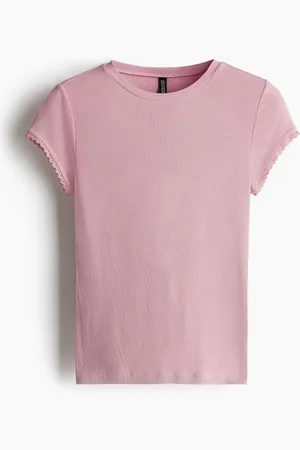 H&M Lace-trimmed ribbed T-shirt