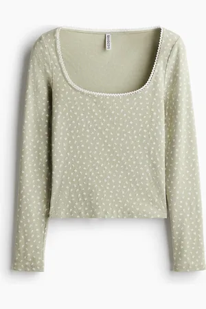 H&M Picot-trimmed cotton top
