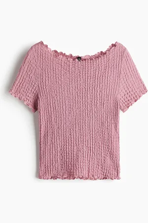 H&M Overlock-detail crinkled top
