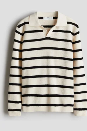 H&M Textured-knit polo jumper