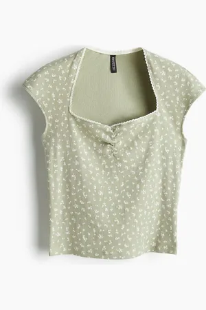 H&M Ribbed sweetheart-neck top