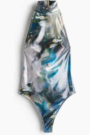 H&M Abstract-patterned turtleneck swimsuit
