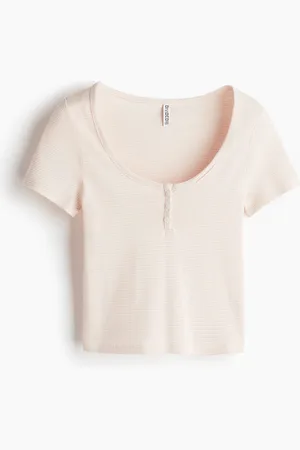 H&M Button-top scoop-neck T-shirt