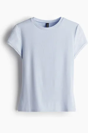 H&M Lace-trimmed ribbed T-shirt