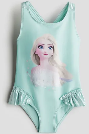 H&M Printed flounce-trimmed swimsuit