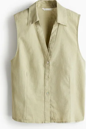 H&M Sleeveless linen-blend shirt