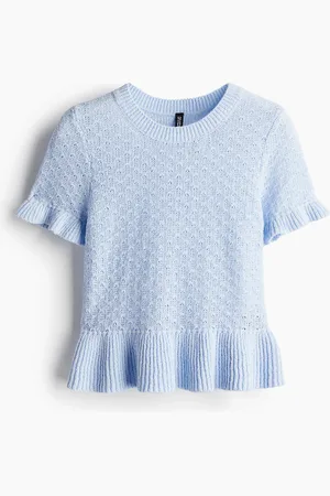 H&M Frill-trimmed pointelle-knit top