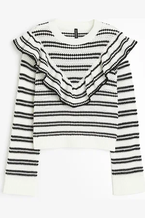 H&M Frill-trimmed textured-knit jumper
