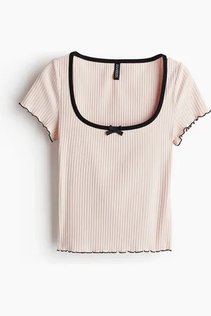 H&M Overlock-detail ribbed top