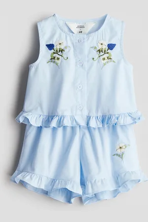 H&M 2-piece embroidery-detail poplin set
