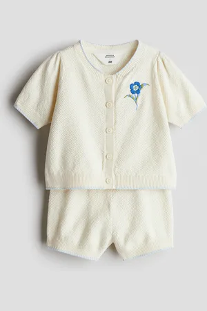 H&M 2-piece embroidery-detail moss-knit set