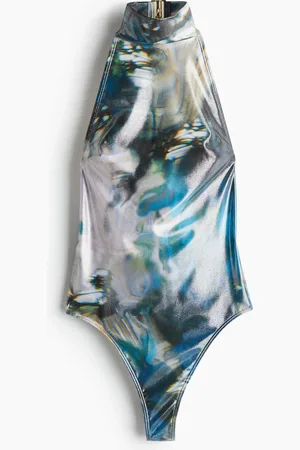 H&M Abstract-patterned turtleneck swimsuit