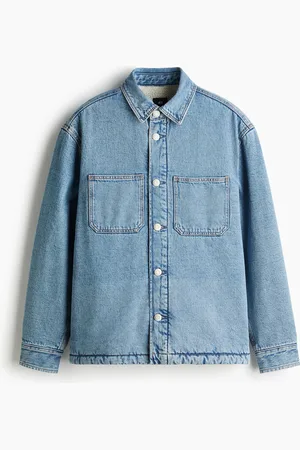 H&M Regular Fit Teddy-lined denim overshirt