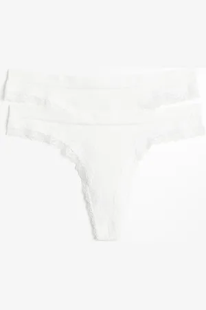 H&M 2-pack Seamless Lace-trimmed thong briefs