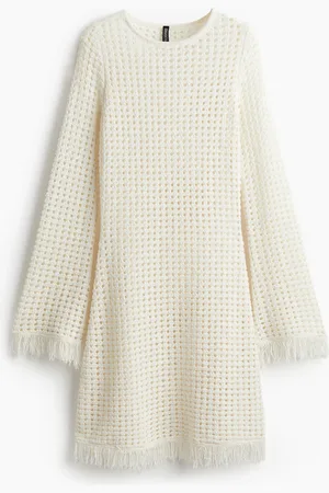 H&M Fringe-trimmed hole-knit dress