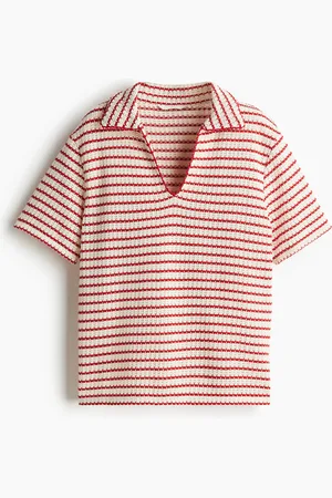 H&M Textured-knit collared top