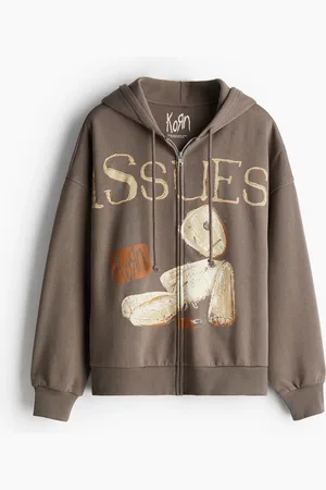 H&M Oversized motif-detail zip-through hoodie