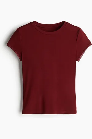H&M Lace-trimmed ribbed T-shirt
