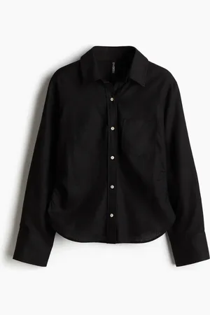 H&M Gathered linen-blend shirt