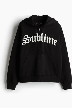 H&M Oversized motif-detail zip-through hoodie