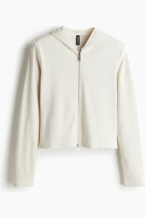 H&M Ribbed zip-through hoodie