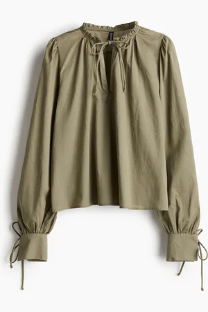 H&M Tie-detail cotton blouse