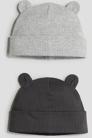 H&M 2-pack ribbed ear-detail beanies