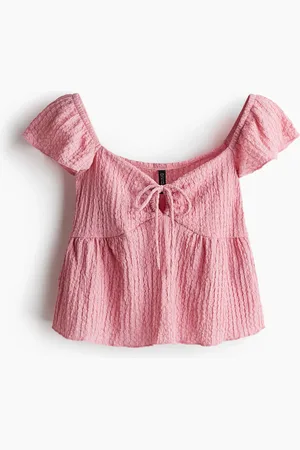 H&M Crinkled flutter-sleeved top