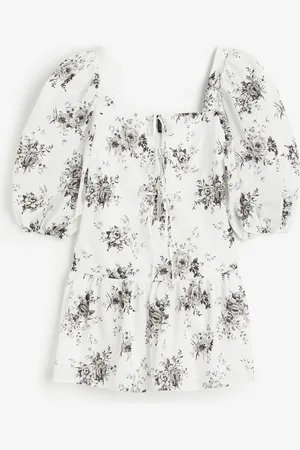 H&M Puff-sleeved poplin dress