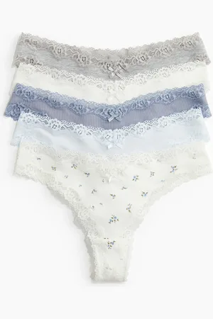 H&M 5-pack cotton and lace Brazilian briefs