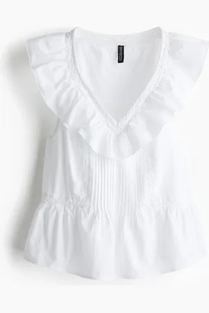 H&M Frill-trimmed cotton vest top