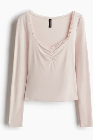 H&M Lace-trimmed ribbed top