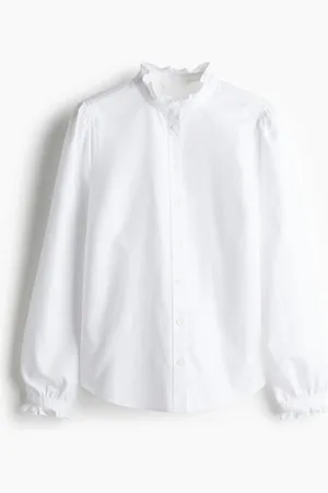 H&M Frill-trimmed Oxford blouse