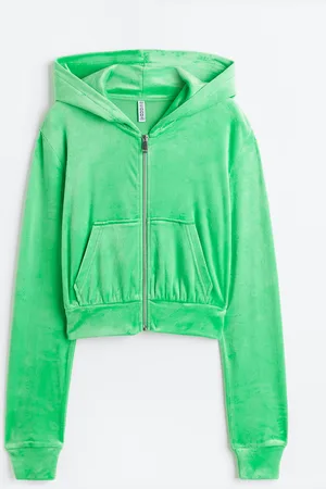 H&M Cropped velour zip-through hoodie