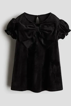 H&M Bow-detail velour dress