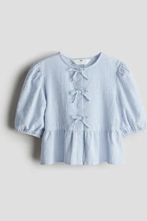 H&M Cotton seersucker peplum blouse