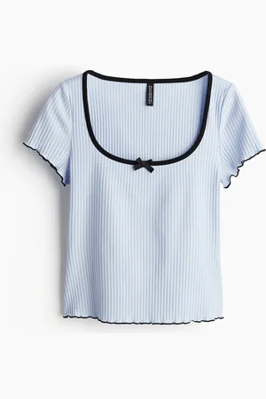 H&M Overlock-detail ribbed top