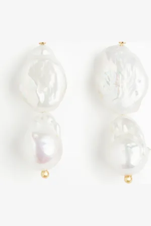 H&M Gold-plated pearl pendant earrings