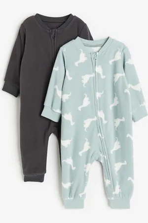 H&M 2-pack fleece zip-up sleepsuits