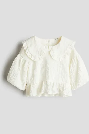 H&M Puff-sleeve seersucker blouse