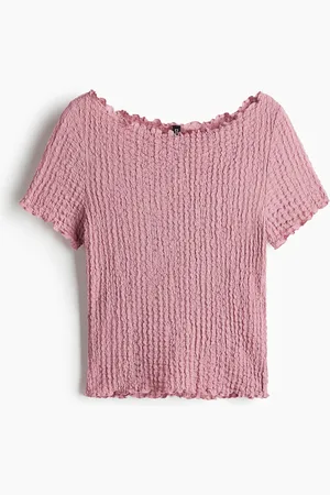 H&M Overlock-detail crinkled top